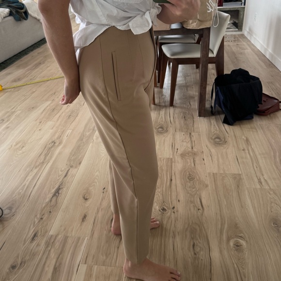 Zara tan pleated ankle pant - Picture 2 of 7
